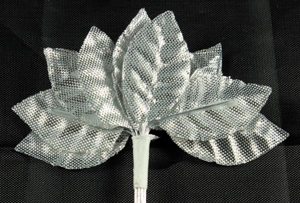 12 Small Metallic Silver Leaves