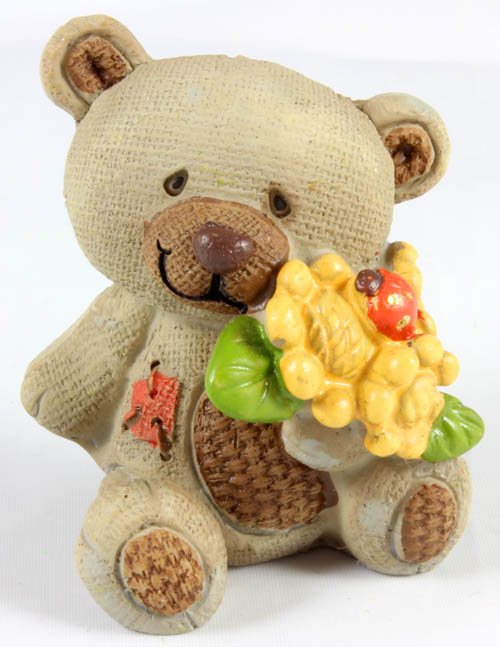 Resin Male Hessian Teddy with Flowers