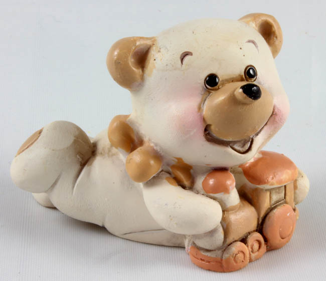 Small Cute Resin Teddy with Toy Train