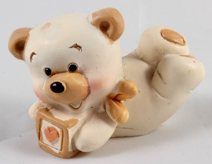 Small Cute Resin Teddy with Toy Block